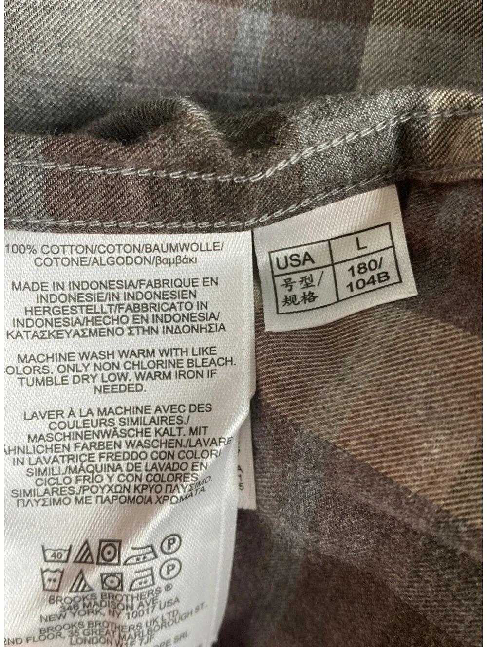 Brooks Brothers Button Down Long Sleeve Shirt Sz L Regent Brown Plaid Cotton